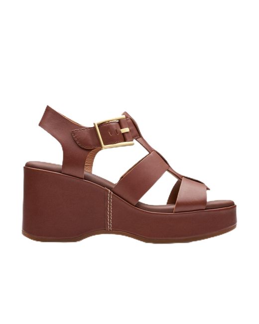 Clarks Brown On Cove Wedge Sandal