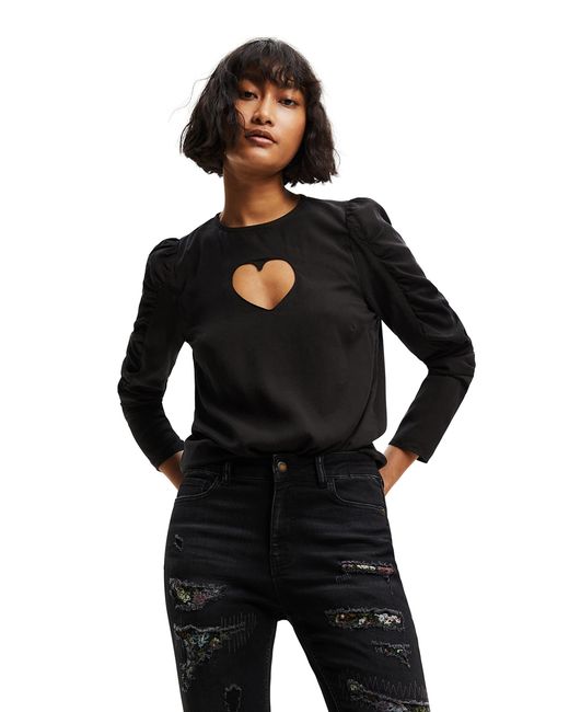 Desigual Black Blouse Long Sleeve