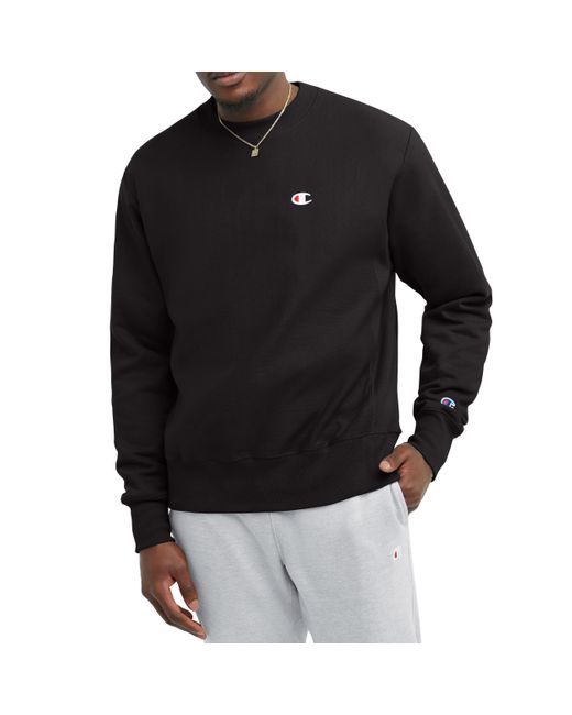 Champion Black Mens Reverse Weave Crew for men