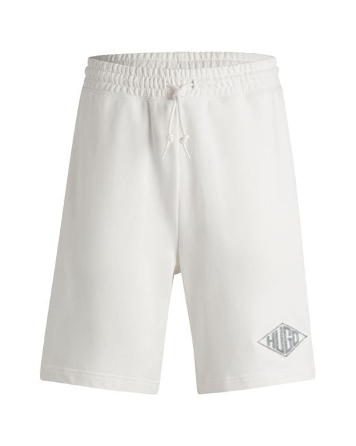 HUGO Damtus Shorts aus Baumwoll-Terry mit Logo-Stickerei Natur M in White für Herren