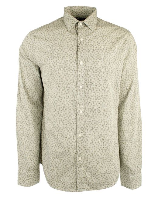 Slim Fit Botanical Cotton Long Sleeve Shirt di Michael Kors in Natural da Uomo