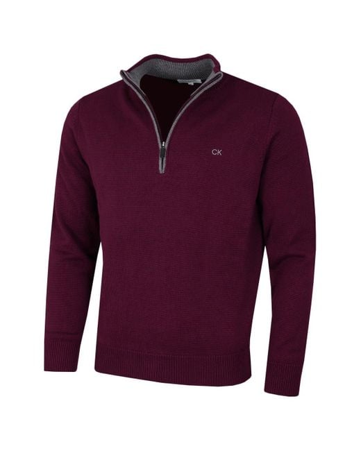 Maglione da golf in cotone da uomo di Calvin Klein in Purple da Uomo