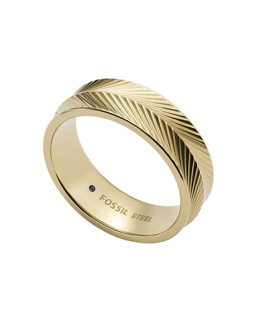 Fossil Metallic Ring Harlow Linear Texture Gold-Tone Edelstahlband