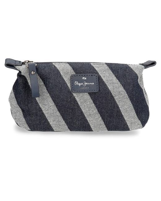 Pepe Jeans Celine Toiletry Bag Blue 20.5x15x8cm Polyester With Faux Leather Details By Joumma Bags