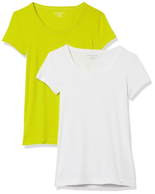 Amazon Essentials Yellow T-Shirt mit Flügelärmeln und U-Ausschnitt in schmaler Passform