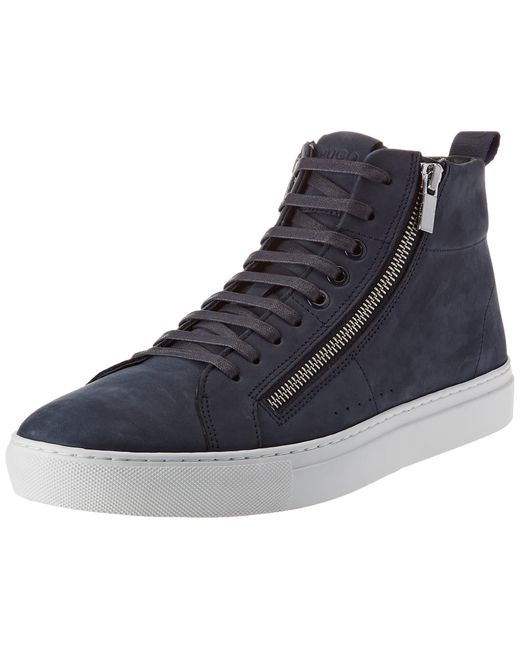 HUGO S Futurism Hito Zip-detail High-top Trainers In Nubuck Leather Dark  Blue for Men - Save 63% | Lyst UK