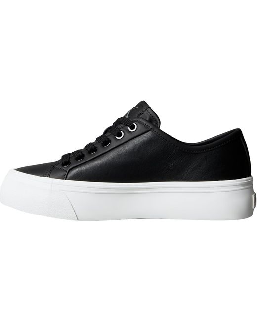 Calvin Klein Black Vulc Flatf Lace Up LTH Ck Yw0Yw01932 Low Top