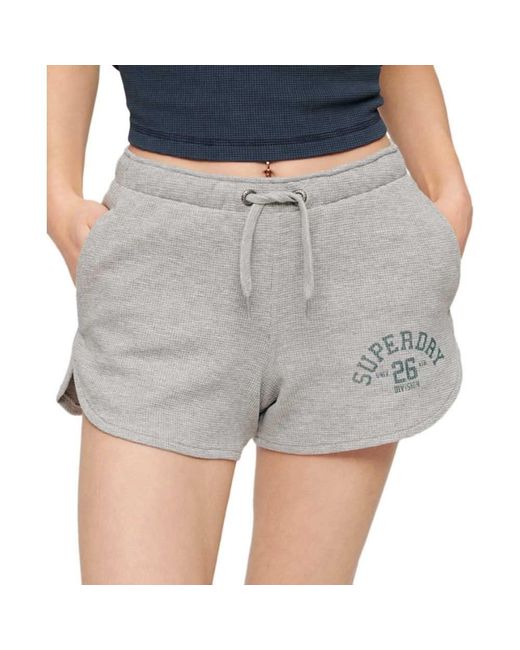 Superdry Gray Athletic Essential Waffle Sweat Shorts M