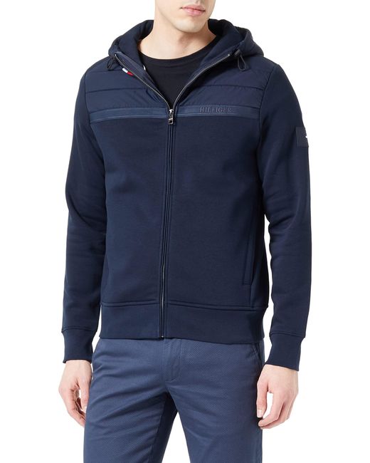Tommy Hilfiger Blue Mix Media Hoodie With Zip for men