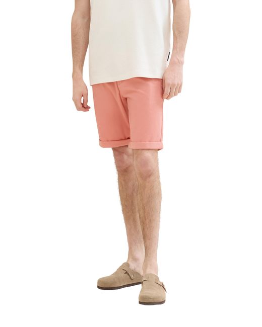 Tom Tailor Slim Chino Bermuda Shorts mit Stretch in Pink für Herren