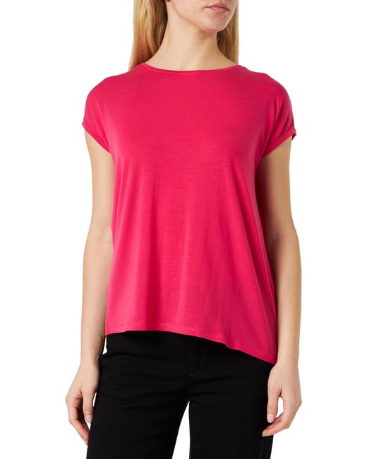 Vmava Plain SS Top Gajrs Noos T-Shirt di Vero Moda in Red