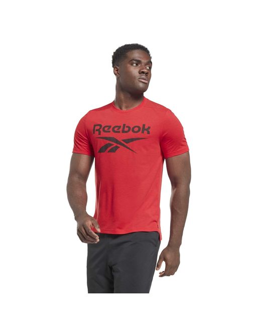 Workout Ready Short Sleeve Graphic T-Shirt di Reebok in Red da Uomo