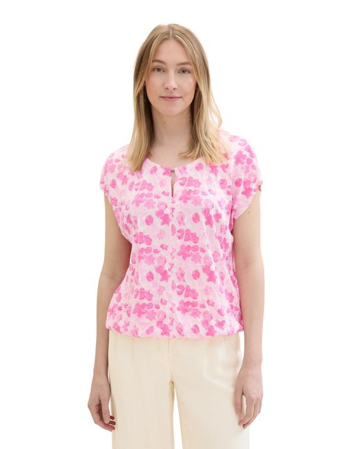 Tom Tailor Pink Basic Blusen-Shirt mit Allover-Print