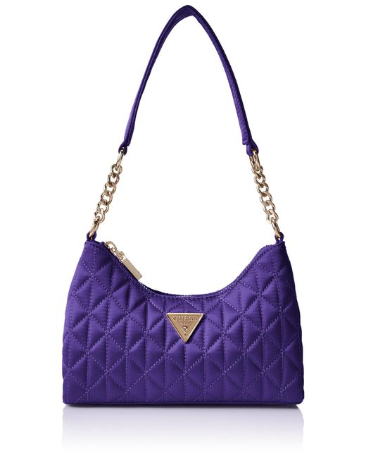 Guess Velina Mini Top Zip Shoulder Bag Purple