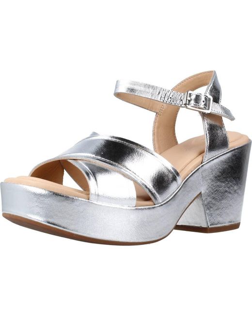 Clarks Maritsa70strap Leather Sandals In Silver Metallic Standard Fit Size 61⁄2