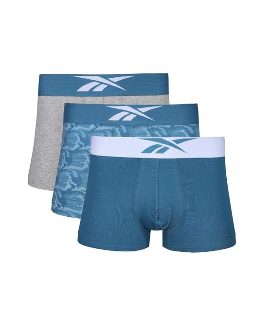 Reebok Blue Calzoncillos De Algodón Para Hombres En Azul/estampado Boxer Shorts for men