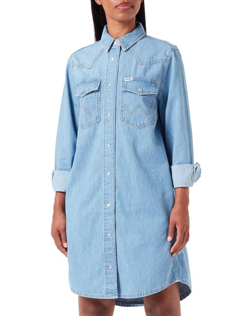 Wrangler Blue Denim Shirt Dress Casual