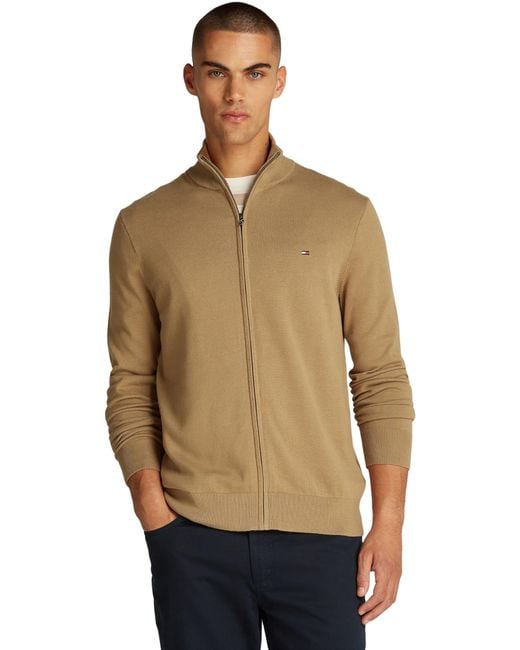 Pull avec Fermeture Éclair Essential Cotton Zip Thru Col Montant Tommy Hilfiger pour homme en coloris Multicolor