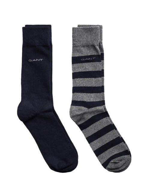Gant Socken Doppelpack gestreift Barstripe and Solid in Blue für Herren