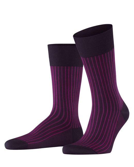 Falke Purple Oxford Stripe M So Cotton Patterned 1 Pair Socks for men