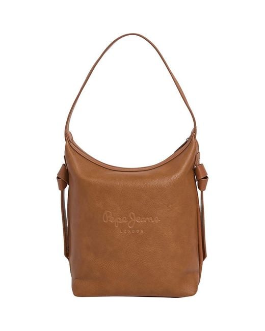 Pepe Jeans Brown Caddy Code Shoulder Bag One Size