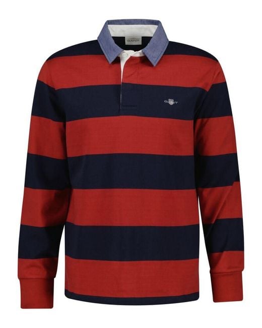 Gant Red Reg Chambray Stripe Heavy Rugger T-shirt for men