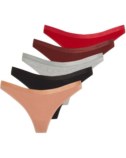 Strings Lot de 5 Thong sous-Vêtement Calvin Klein en coloris Red