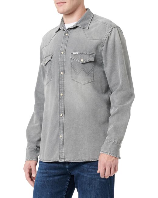 LS Western Shirt Maglietta di Wrangler in Gray da Uomo