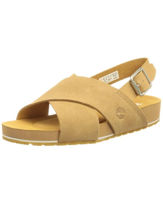 Timberland Suede Malibu Waves Basic X Strap Sandal in Natural | Lyst