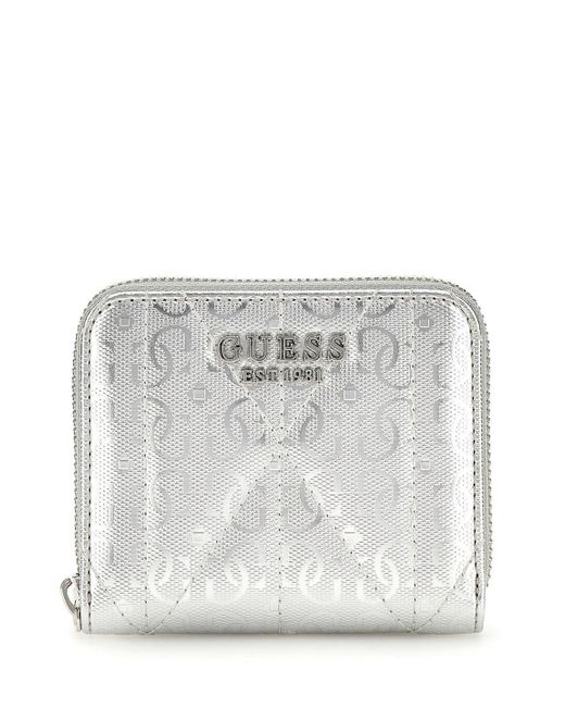 Aldina SLG Small Zip Around Wallet Silver di Guess in Gray