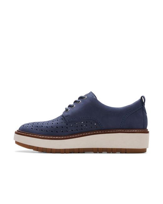 Clarks Blue Oriannaw Move Nubuck Shoes In Navy Standard Fit Size 4