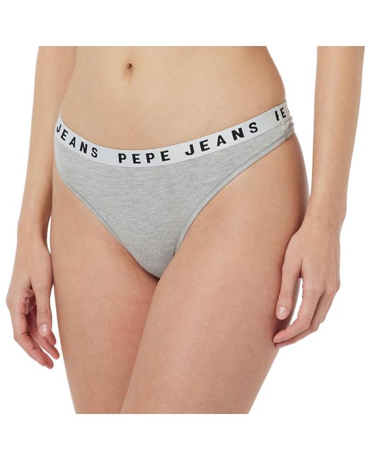 Logo Thong Bikini Style Underwear Pepe Jeans en coloris Black