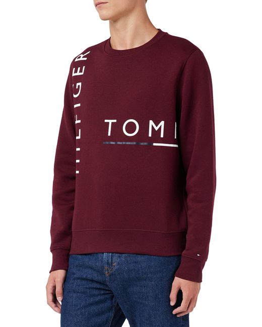 Tommy Hilfiger Red Graphic Off Placement Sweatshirt for men
