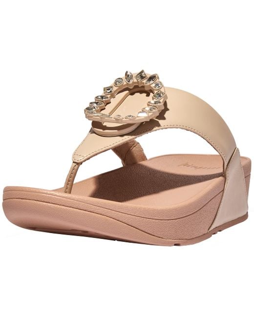 Fitflop Brown Lulu Crystal-circlet Leather Toe-post Sandal