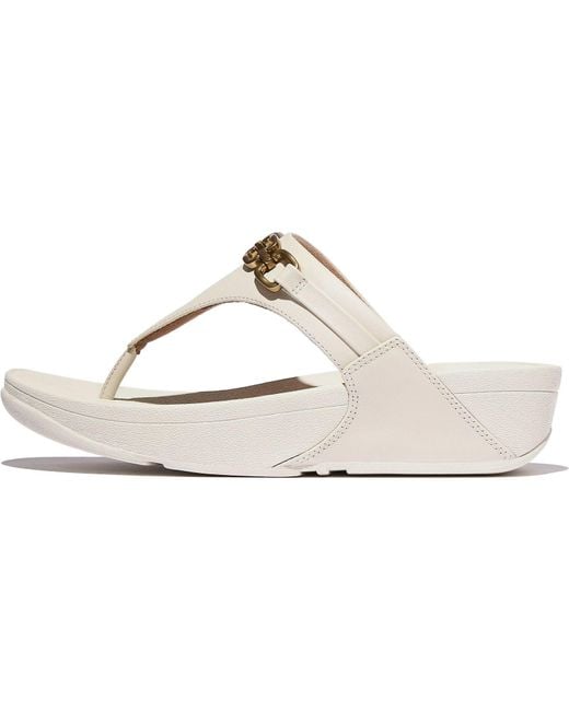 Fitflop White Lulu Square-chain Leather Toe-post Sandals