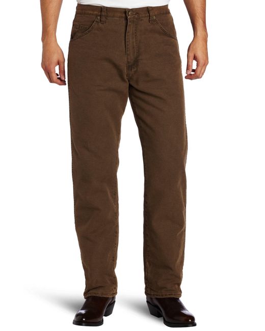 Wrangler Rugged Wear Woodland Thermal Jean,night Brown,33x34 for men