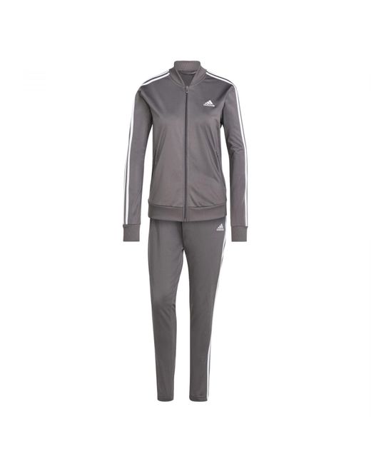Adidas Gray Essentials 3-Stripes Track Suit Trainingsanzug