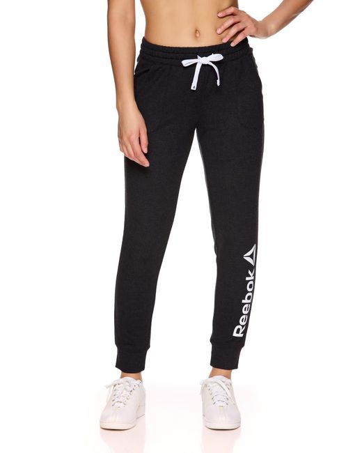 Reebok Blue Black Heather All Day Cuffed Jogger With Side Pockets