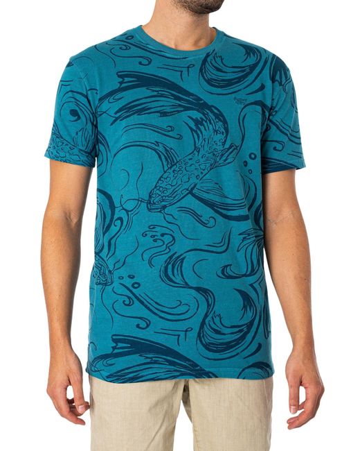 Superdry Vintage T-Shirt mit überfärbtem Print Kaiblau XL in Blue für Herren