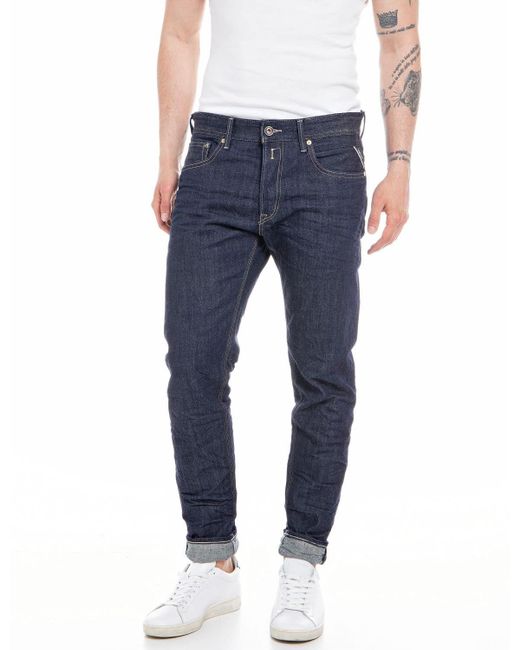 Jeans Uomo Willbi regular Fit Aged in Cotone Bio di Replay in Blue