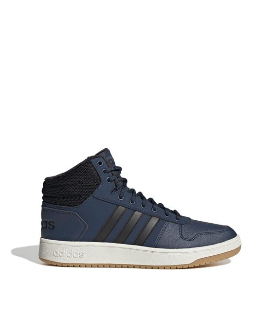 Adidas Blue Navy Hoops 2.0 Mid Trainers for men