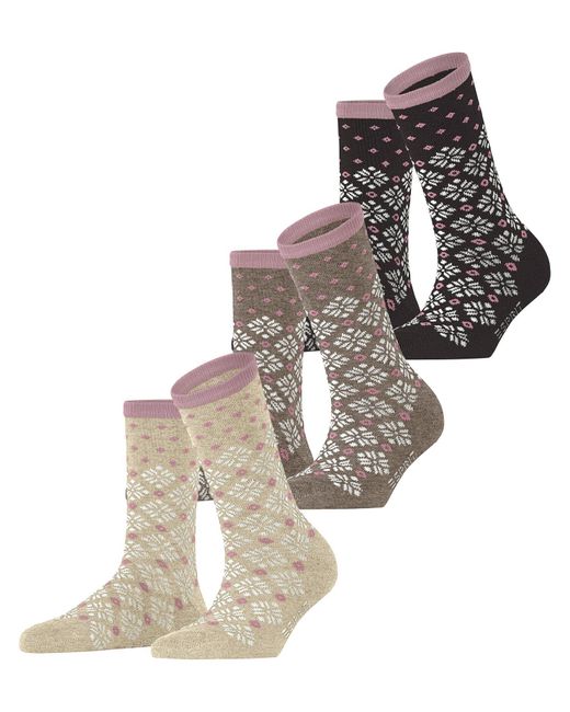 Esprit White Norwegian 3-pack W So Cotton Patterned 3 Pairs Socks