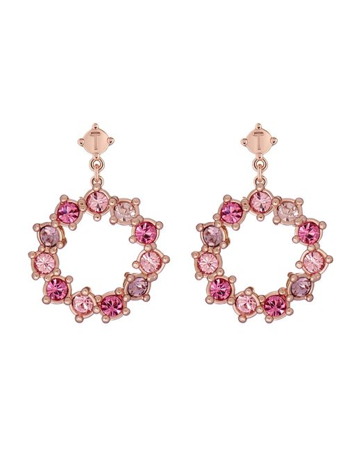 Ted Baker Pink Crissty Statement Crystal Hoop Drop Earrings For