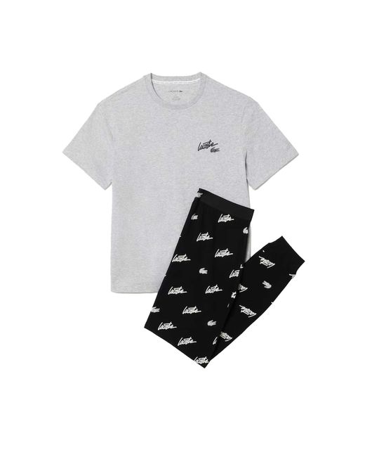 Lacoste Stretch Katoenen Pyjama Set in het White voor heren