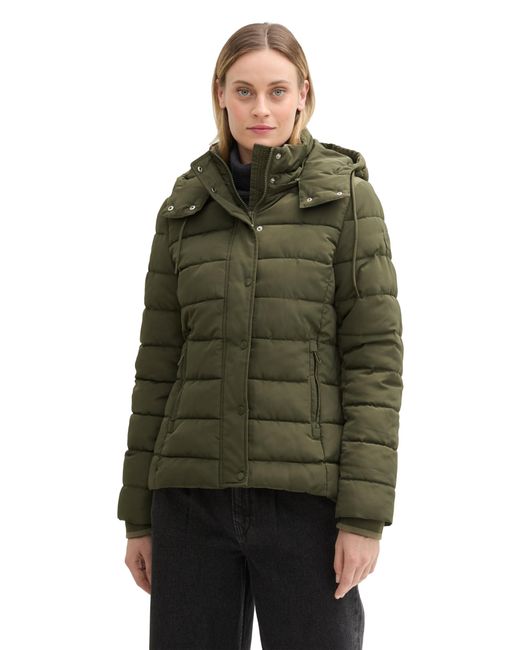 Tom Tailor Green Steppjacke mit Abnehmbarer Kapuze