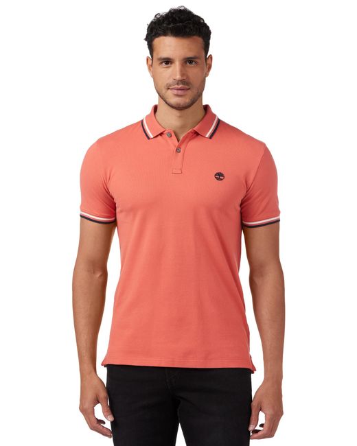 Timberland Red Slim Polo Shirt With Contrast Profiles for men