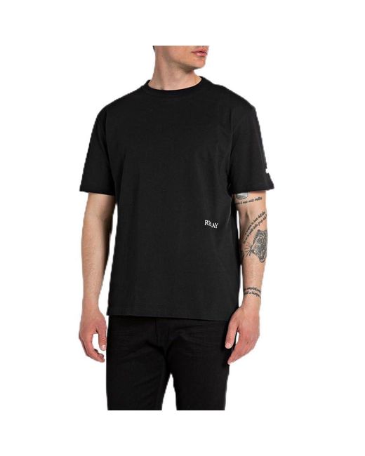 Replay T-Shirt Kurzarm Regular fit Pure Logo Kollektion in Black für Herren