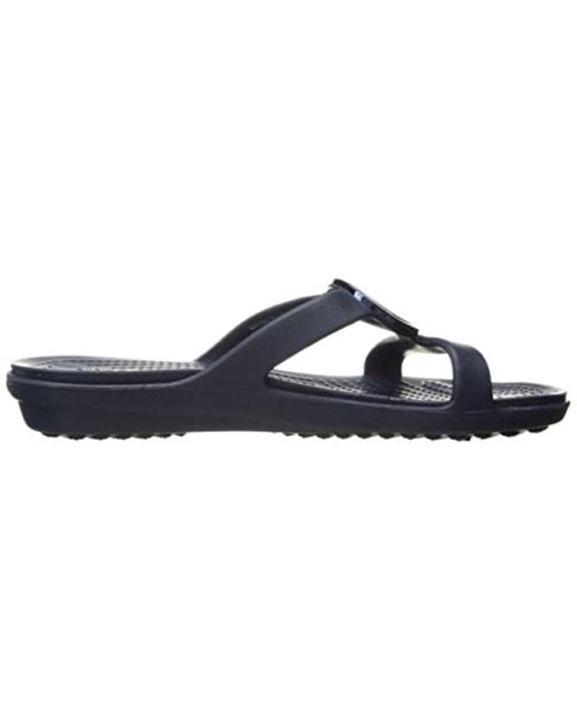 crocs women's sanrah metal block slide sandal