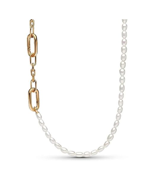 Pandora Me Slim Treated Freshwater Cultured Pearl Necklace 362302c01-45 in het Metallic