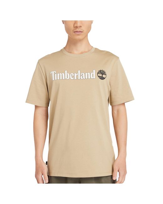 Timberland Natural Tb0a5upq Kennebec River Linear Logo Half Sleeve T-shirt Small Sand for men
